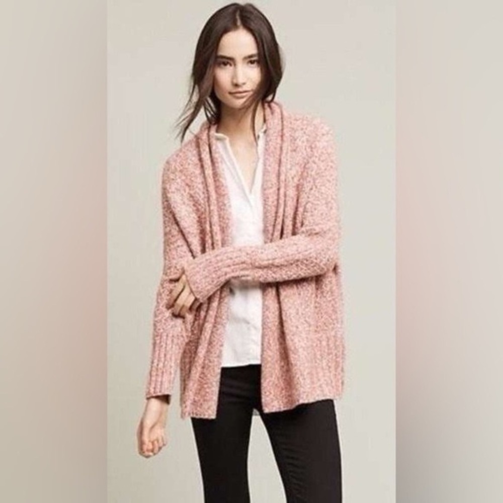 Anthropologie Cardigan Angel of the North Chaucer Pink Open Front Cardigan - Picture 10 of 10